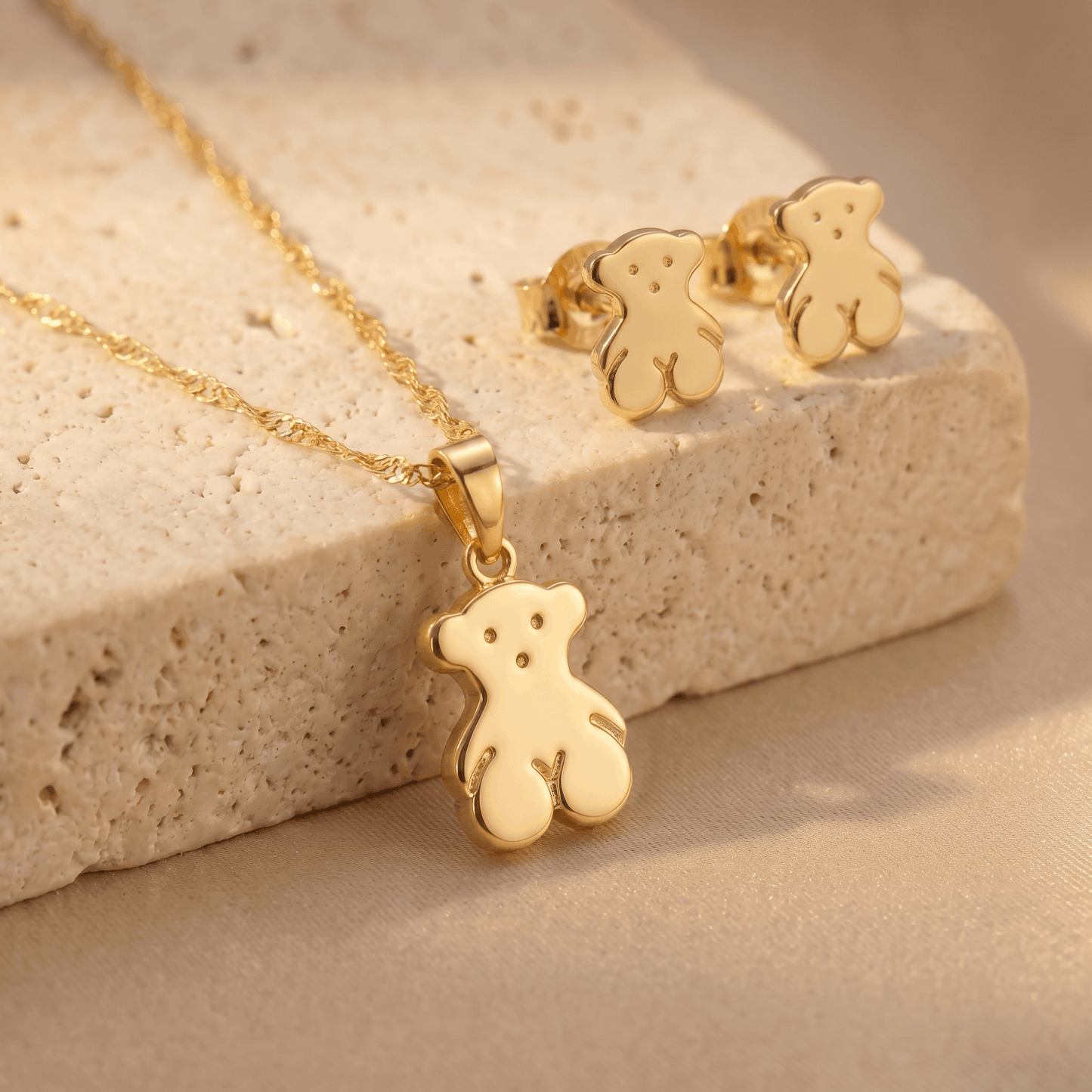 Set Cadena Singapur de 1.0 mm de 45 cm & Dije con Aretas Oso Tous