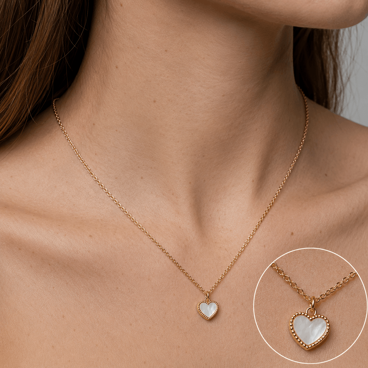 Cadena Corazón Blanco para Mujer