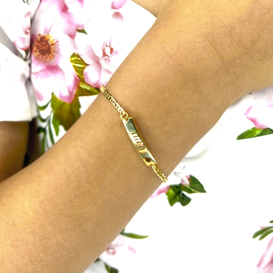 Pulsera Placa Corazón Tejido Escalera