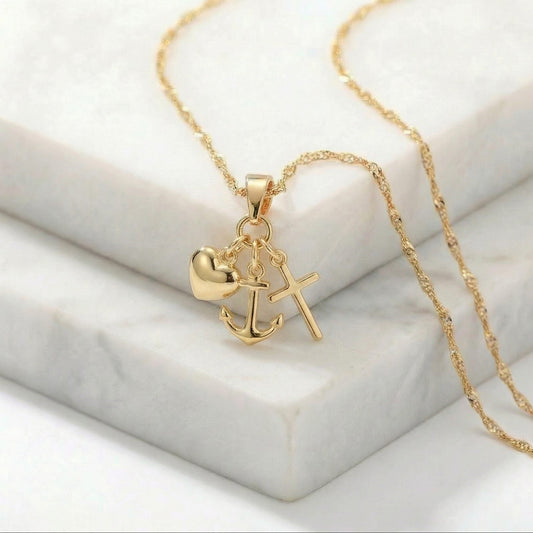 Set de Cadena Singapur de 1.0 mm de 45 Cm & Dije Tres Gracias