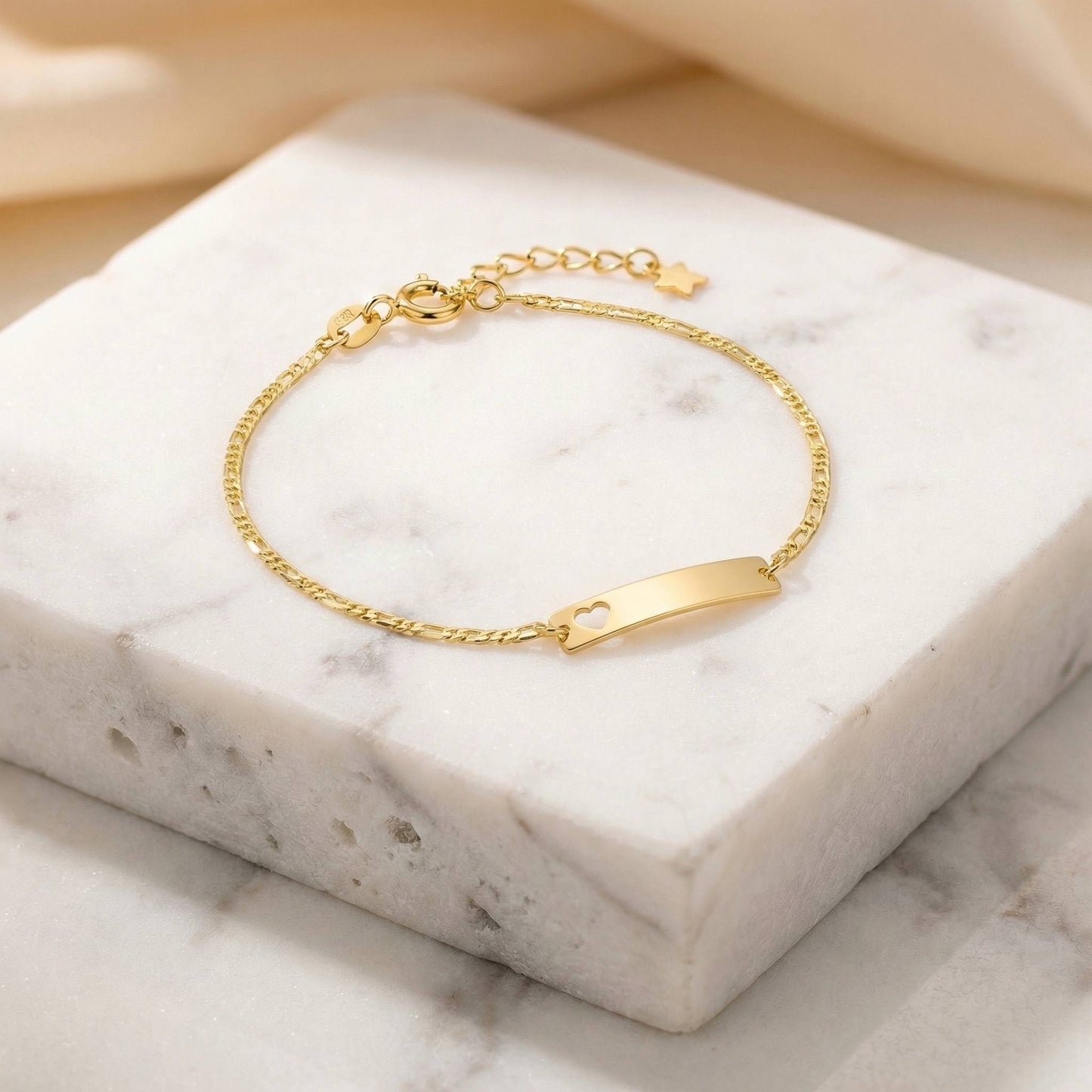 Pulsera Placa Corazón Tejido Escalera