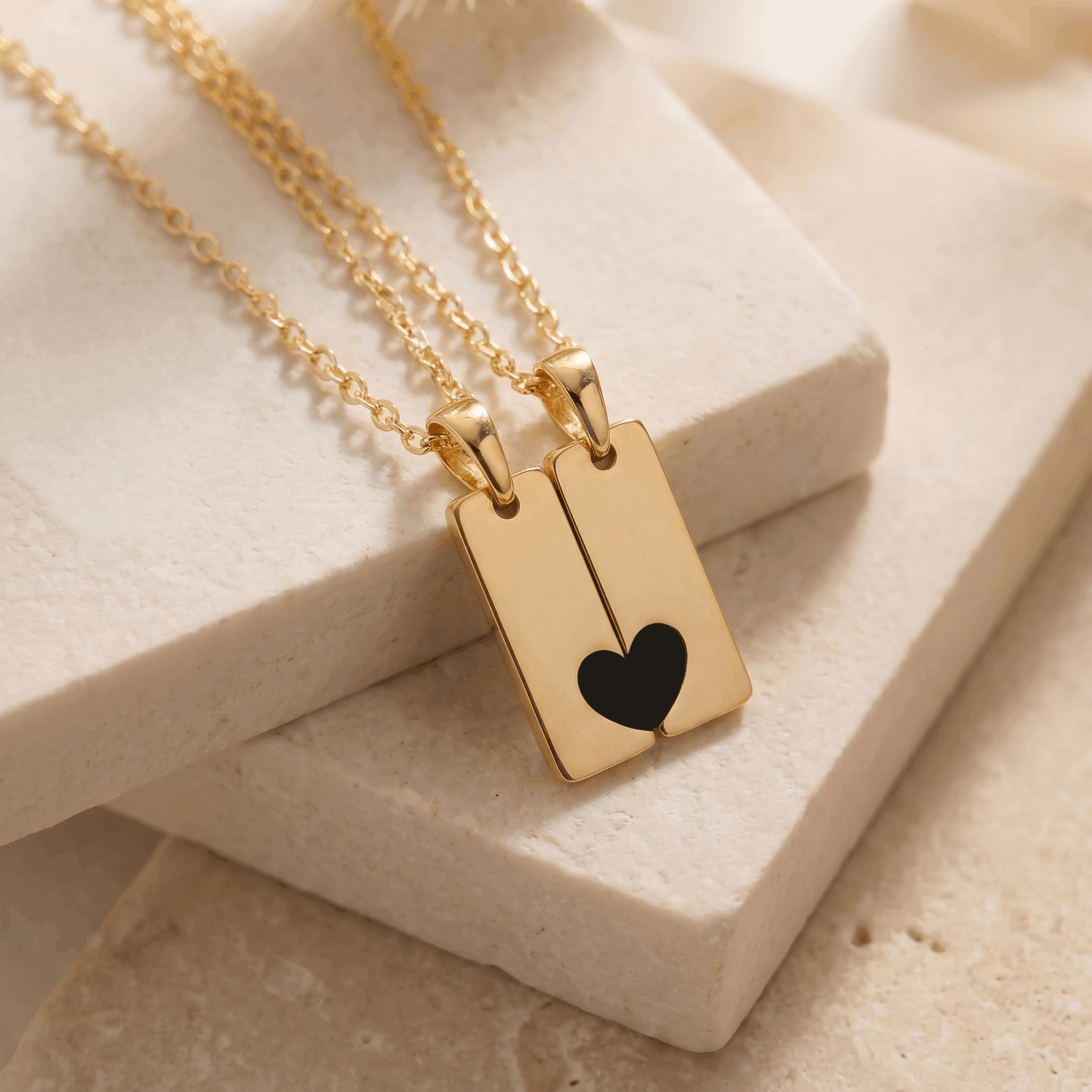 Dije Dúo Placa Corazón Negro