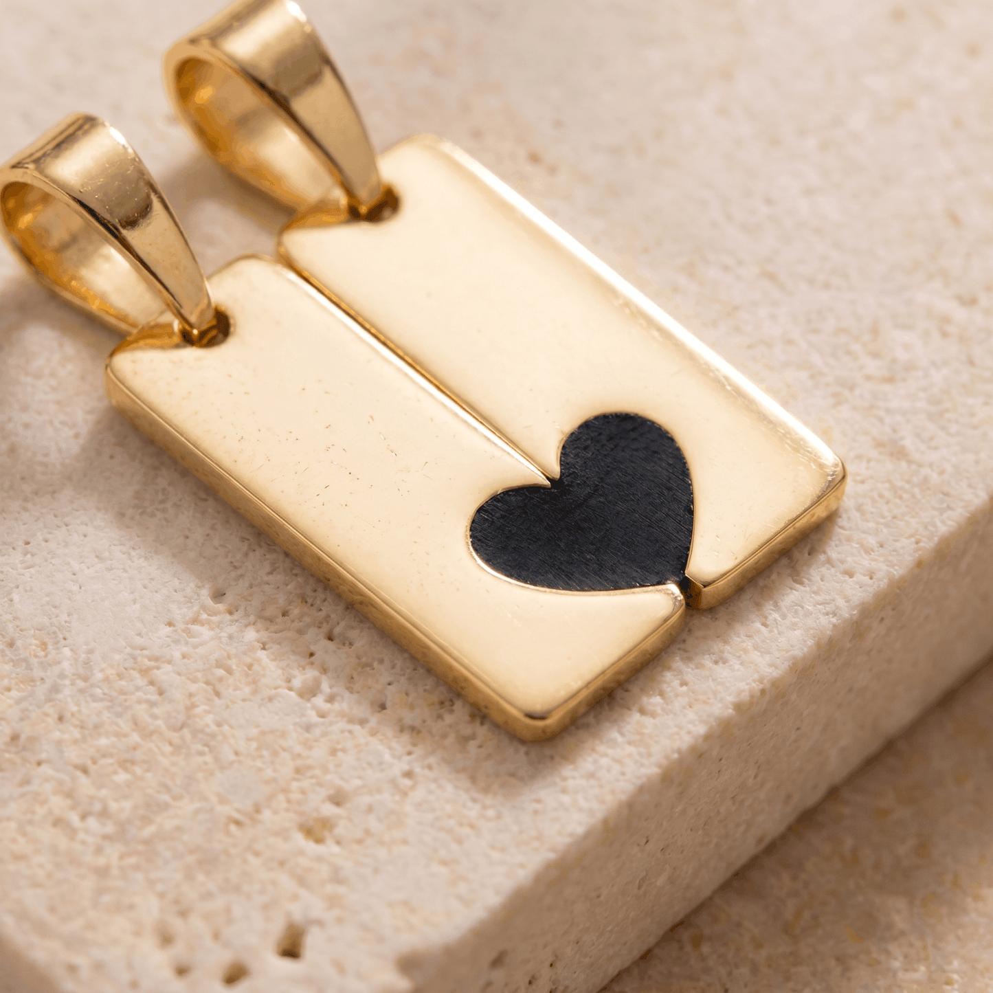 Dije Dúo Placa Corazón Negro