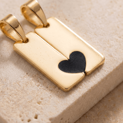 Dije Dúo Placa Corazón Negro