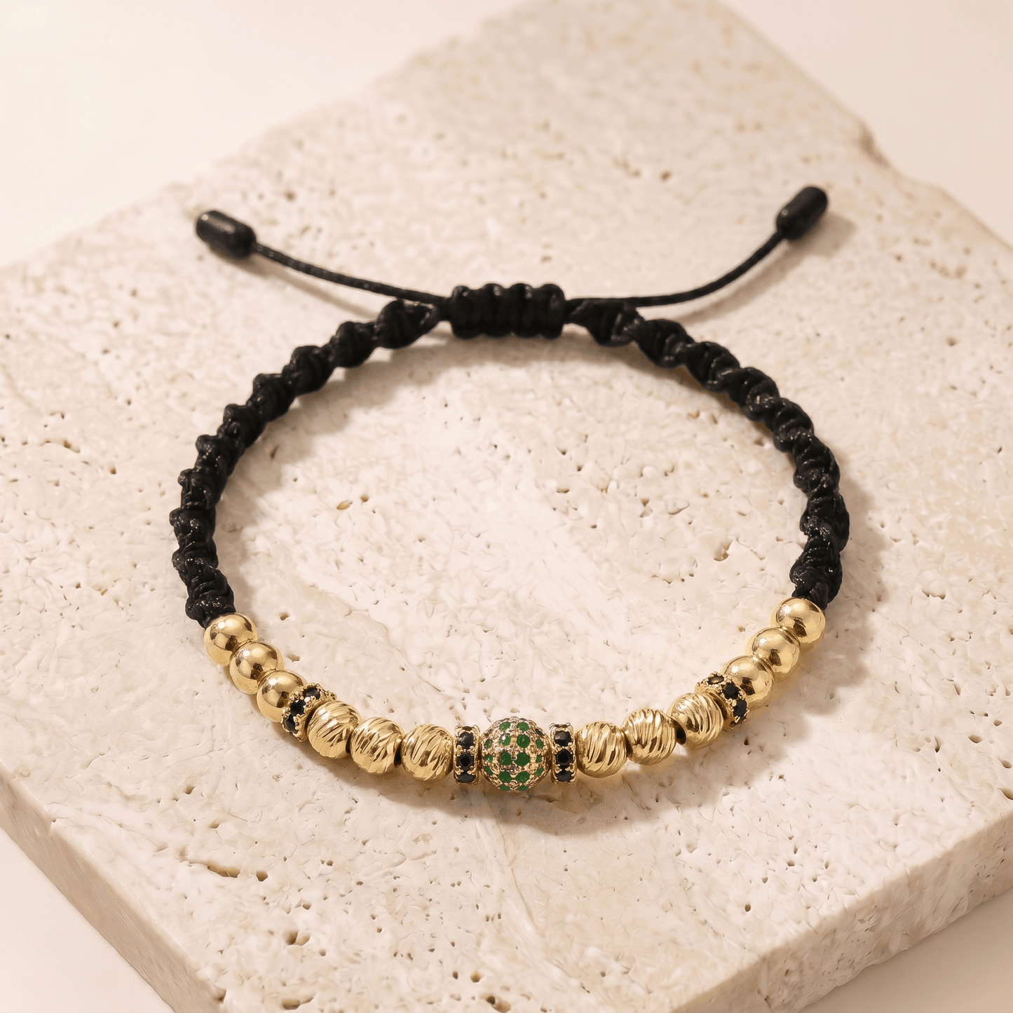 Pulsera tejida ADN con balines diamantados + 1 Bola de fuego + 4 Rondeles