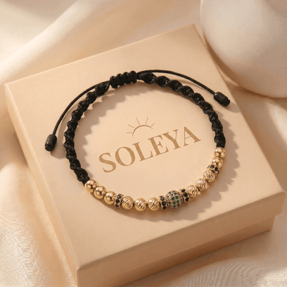 Pulsera tejida ADN con balines diamantados + 1 Bola de fuego + 4 Rondeles