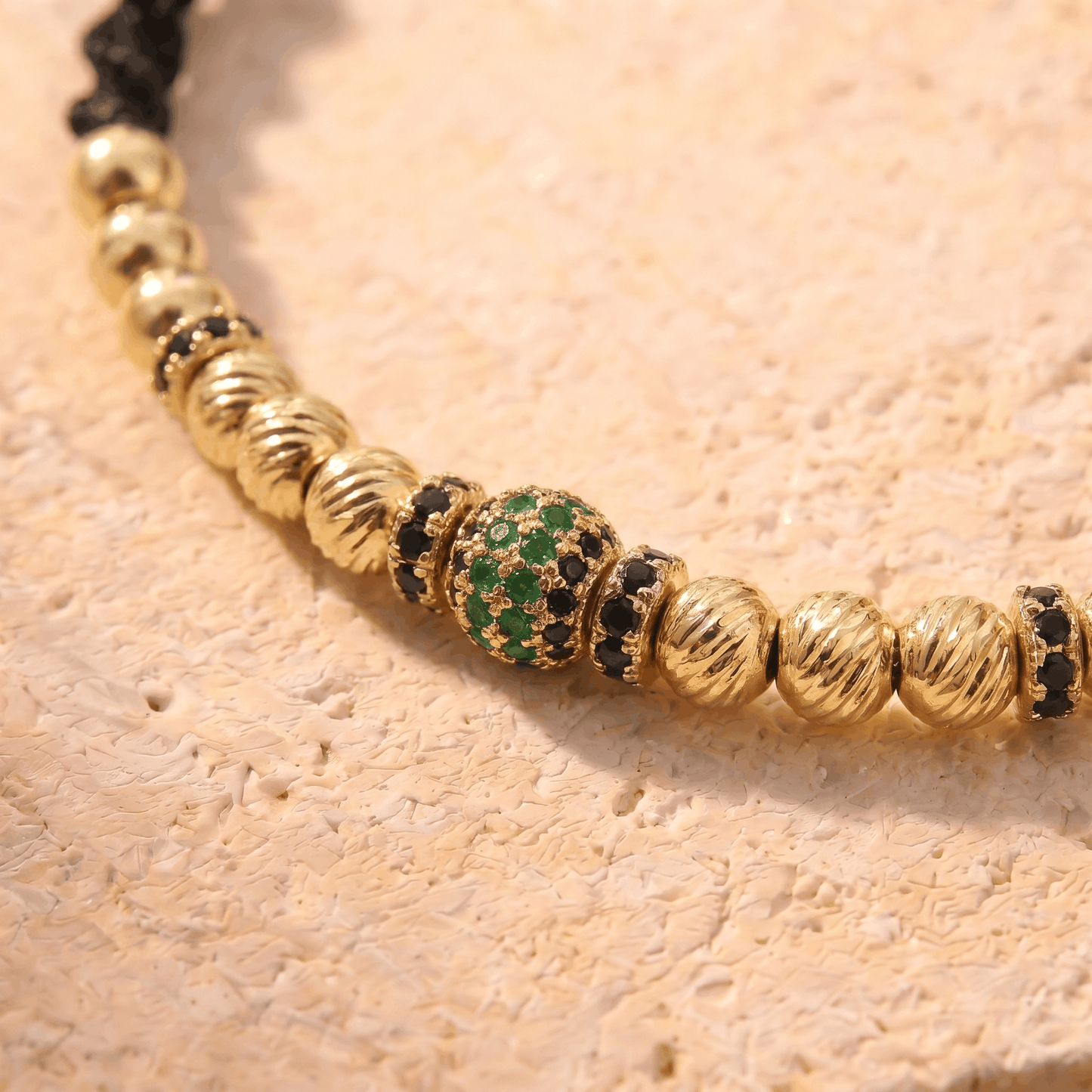 Pulsera tejida ADN con balines diamantados + 1 Bola de fuego + 4 Rondeles