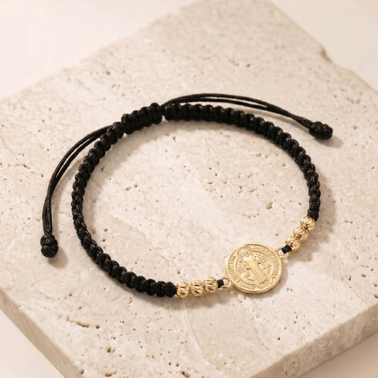 Pulsera Tejida San Benito con Balin Diamantado