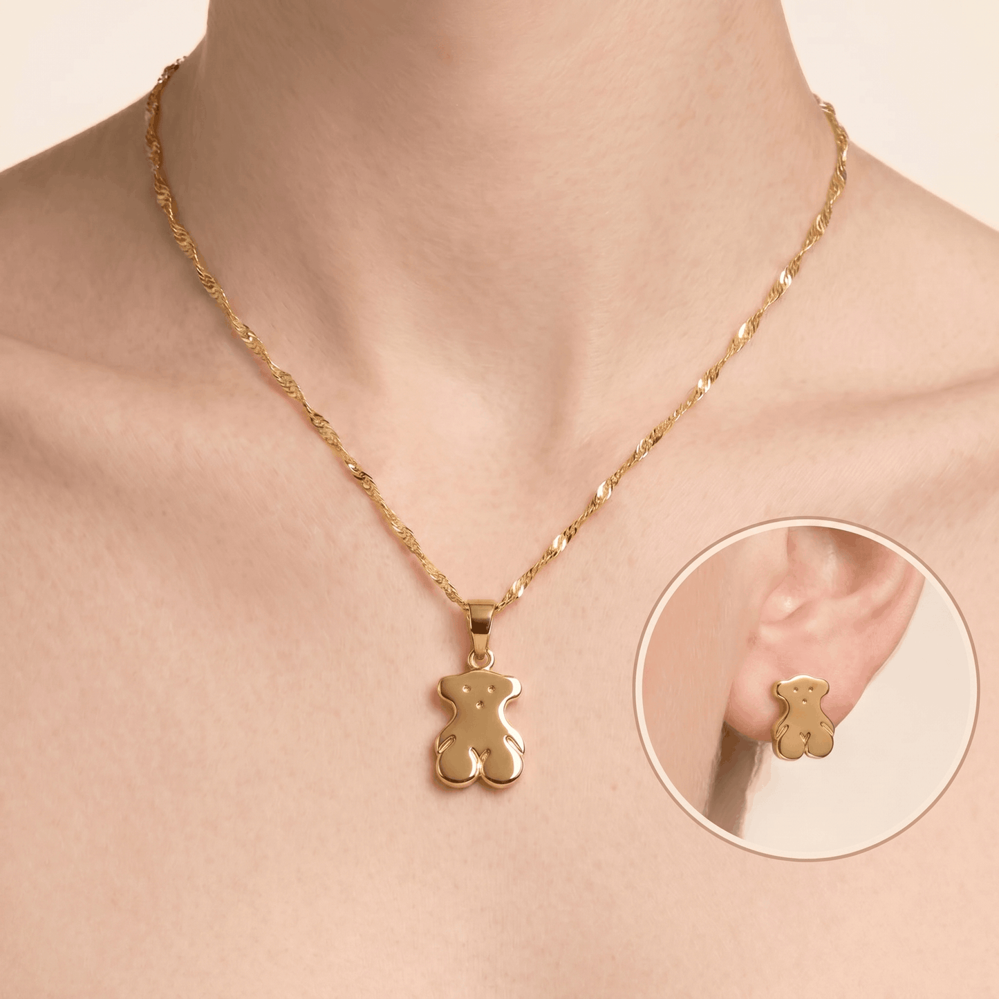 Set Oso Tous Cadena & Dije con Aretas